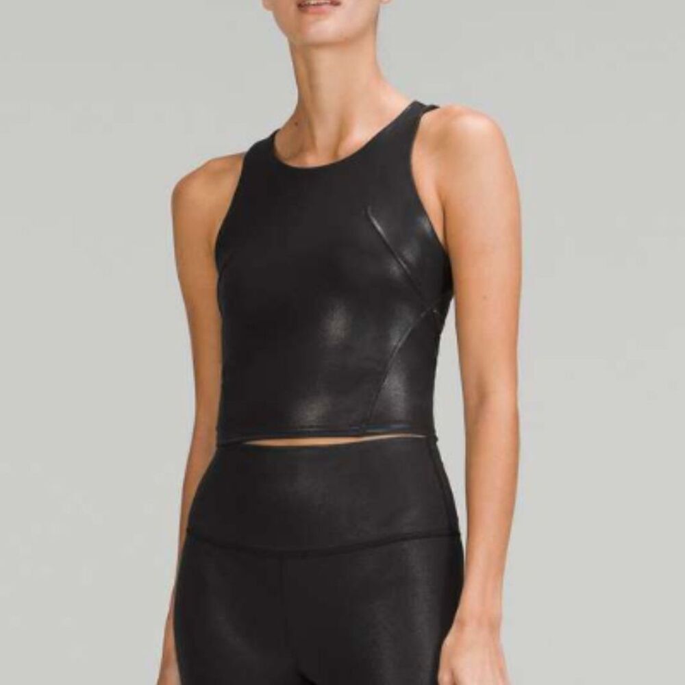 Women Lululemon Invigorate Training Tank Top *Foil Radiate Foil Print Black Sz 0